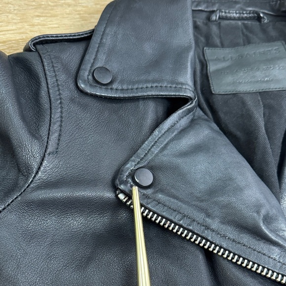 All Saints Balfern Biker Moto Leather Jacket Size 0 - Picture 16 of 16